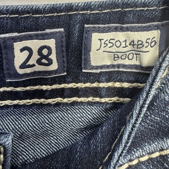 NWOT Miss Me Bootcut Jeans 28 Bling Embroidered Low Rise Denim Saddle Stitched - Picture 5 of 13